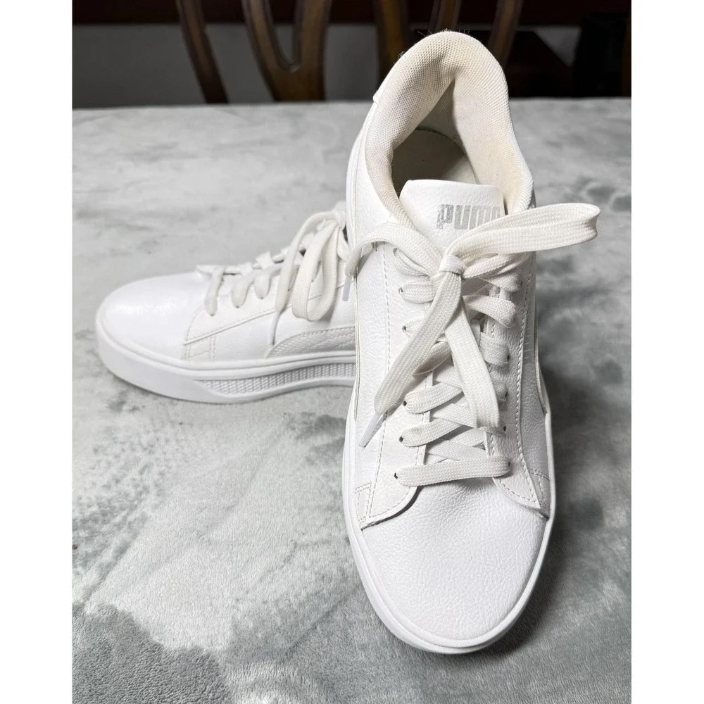 Puma Platform Shoes‎ Womens Size 8.5 White SoftFoam+ Leather Casual 392253-01